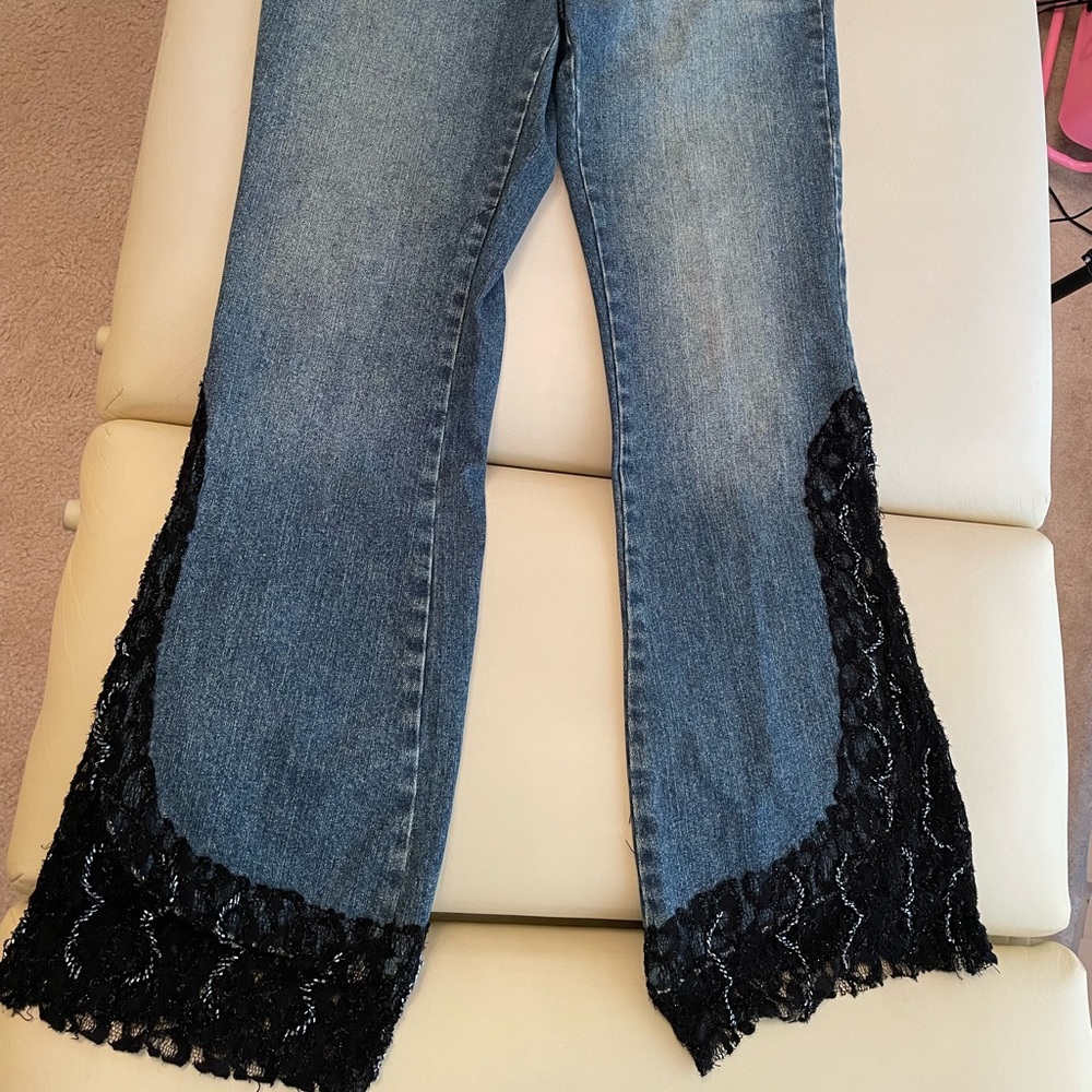 Bisou Bisou lace bottom boot cut jeans 12